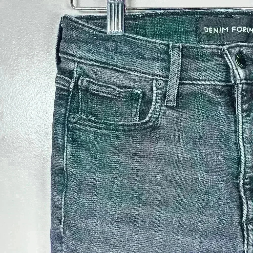 DENIM FORUM Black Vintage Wash Raw Hem Jeans Nico Midrise Skinny Crop 28 - Picture 3 of 10